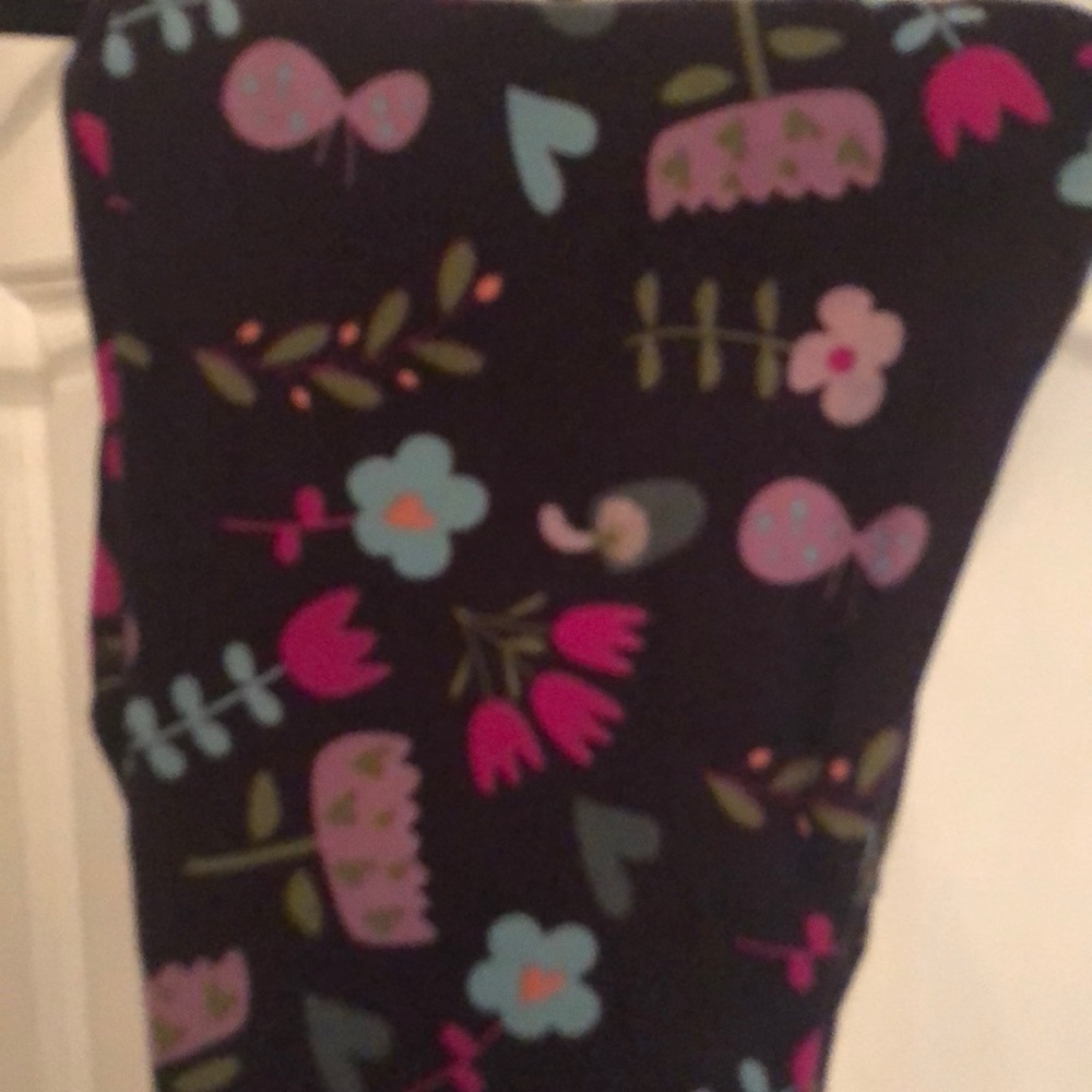 Lularoe Leggings TC Dark Purple Mushrooms Flowers